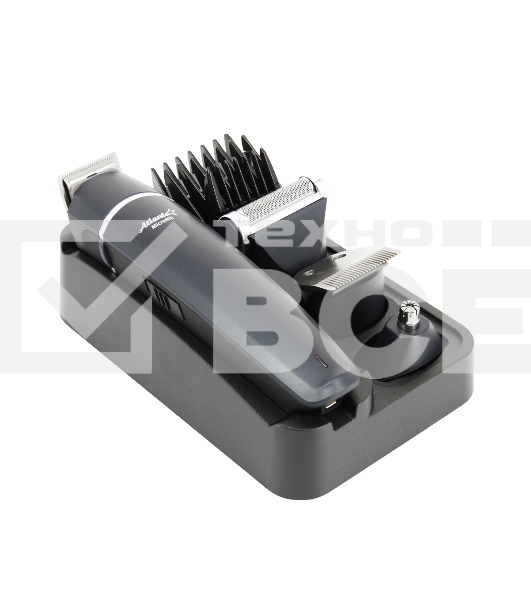 Машинка для стрижки волос ATH-6925 син, сеть, 10Вт, нож из титана, 4 насадки, возможность регулировки