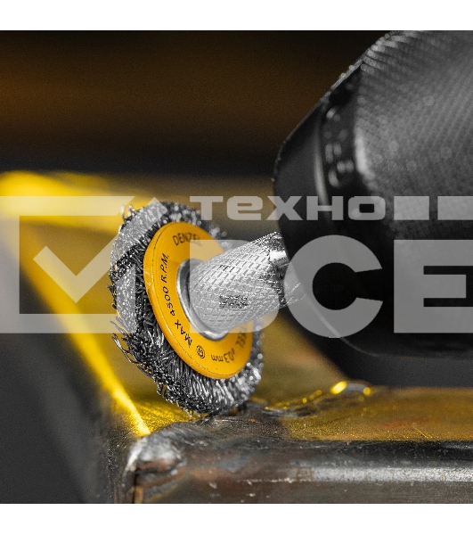 Набор щеток для дрели Denzel 5 Плоских 25-38-50-63-75 мм, шпилька, нерж. вит. проволока