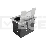 Прямоугольный металлический корпус Wize Pro [WRTS-06BOXQI-S] для модульной системы врезного лючка в стол с откидывающейся крышкой,до 6 модулей-вставок, беспроводная зарядка 10Вт для моб. устройств на крышке, преустановленная рамка,серебр, фото3