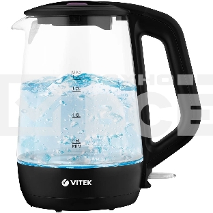 Чайник электрический Vitek VT-7051 1.7л. 2200Вт корпус: стекло, черный