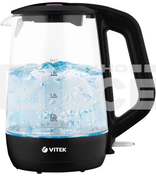 Чайник электрический Vitek VT-7051 1.7л. 2200Вт корпус: стекло, черный