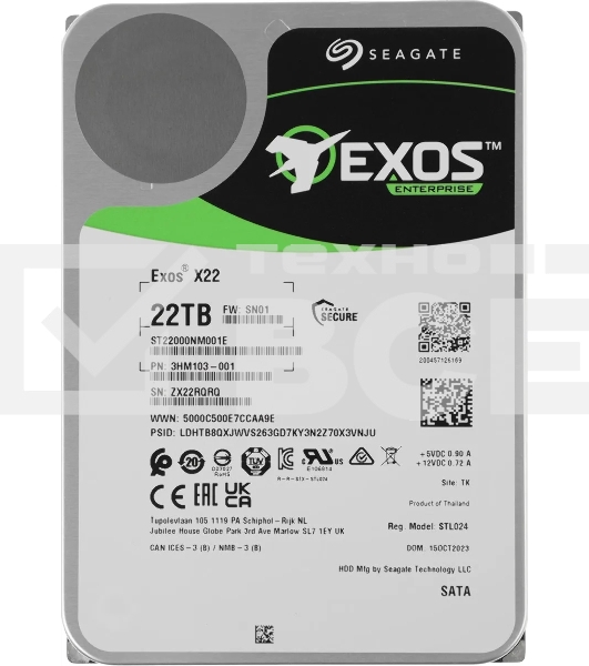 Жесткий диск Seagate HDD Exos X22 ST22000NM001E 22TB 7200rpm SATA-III 512Mb 3.5