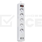 Сетевой фильтр QUMO Power Bar  5SP4U (P-0005), белый, фото 1