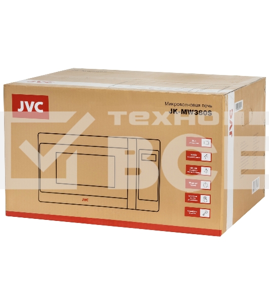 Микроволновая печь JVC JK-MW380S белый, 20 л, 700 Вт, переключатели - сенсор