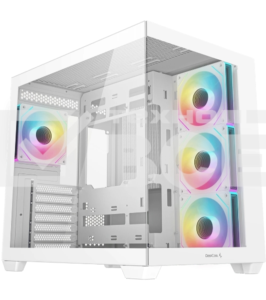 Компьютерный корпус Deepcool CG530 4F WH без БП, боковое окно (панорама), 3x120мм ARGB Reverce вентилятора на боковой стенке, 1x120мм ARGB вентилятор сзади, белый, ATX