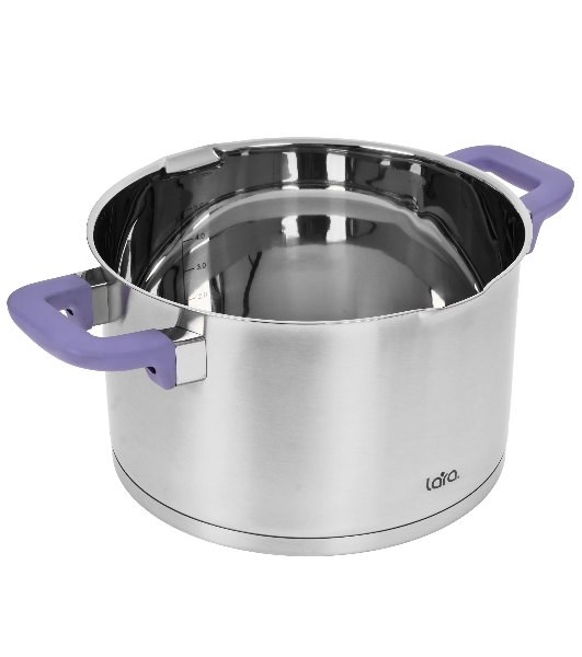 Кастрюля LARA LR02-255 Лаванда 6,4 л, 24 см, нержавеющая сталь, с крышкой