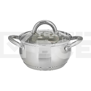 Кастрюля WEBBER BE-351/2 1,9 л, 16 см, из нержавеющей стали со стеклянной крышкой