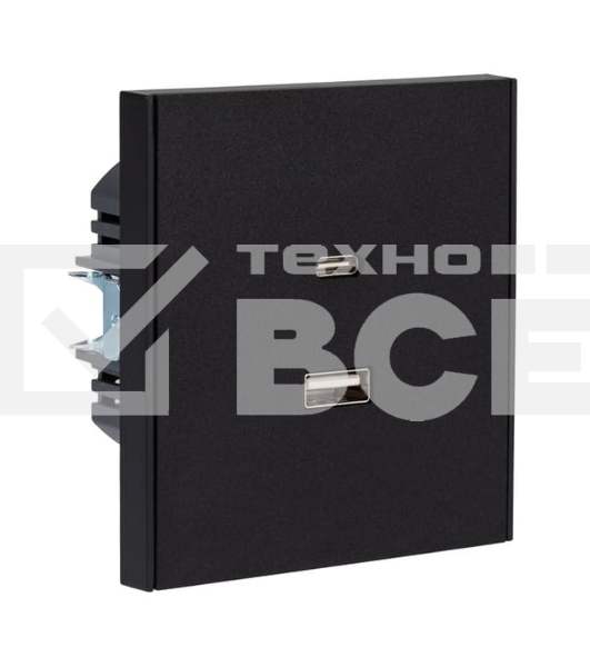 Розетка Kranz STRONG USB-A+Type-C 3А с функцией быстрой зарядки антрацит