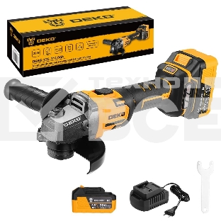 Угловая шлифовальная машина бесщеточная DEKO DKAG-125, 20В, 2*4.0Ач