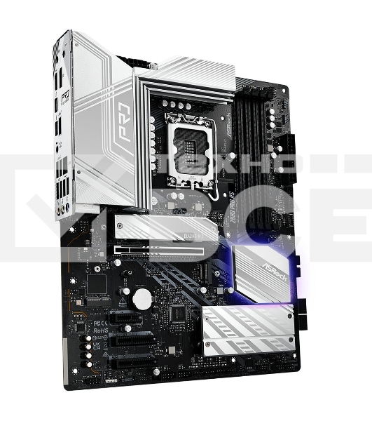 Материнская плата ASROCK Z890 PRO RS, LGA1851, Intel Z890, 4xDDR5, 4xSATA, 4xM.2, 1xPCIe 5.0 x16, 2xThunderbolt 4, 1xUSB-A 3.2 Gen 2, 6xUSB-A 3.2 Gen 1, 4xUSB 2.0, 1xHDMI, 1xDP, 1x2.5Gb LAN, 3x3.5 мм, 7.1, ATX
