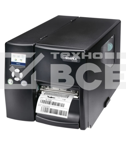 Принтер этикеток термотрансферный Godex EZ-2250i, 203 DPI, 178 мм/сек, Ethernet, RS-232, USB, чёрный