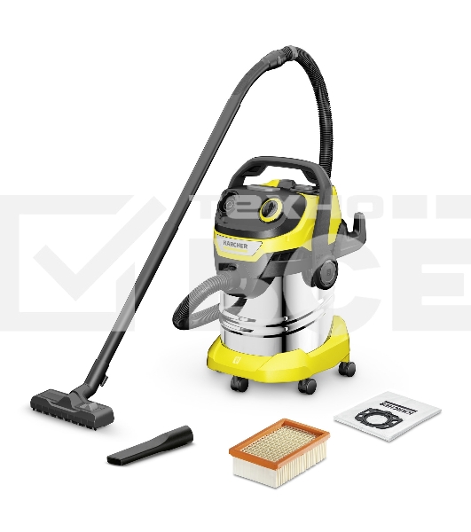 Строительный пылесос Karcher WD 5 S V-25/5/22 желтый, 1100 Вт, уборка сухая/сбор воды, пылесборник мешок/контейнер, 25 л