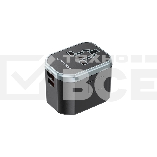 Универсальный дорожный адаптер Vention FJCB0 USB (C + A + A) Черный