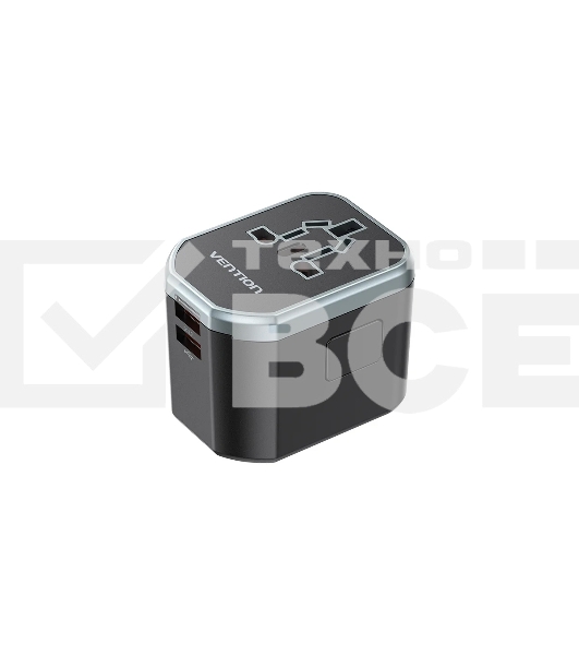 Универсальный дорожный адаптер Vention FJCB0 USB (C + A + A) Черный