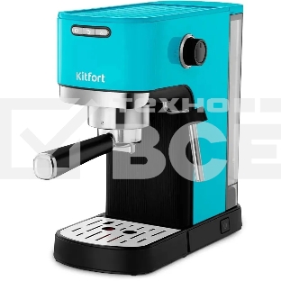 Кофеварка рожковая Kitfort КТ-7461 бирюзовый/черный, исп. кофе - молотый, 1.2 л, 1350 Вт, 20 бар