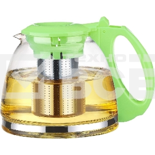 Чайник стеклянный TIMA 'ГОДЖИ' салатовый 1300мл с ситом, пластик. ручка + крышка A083GR-13