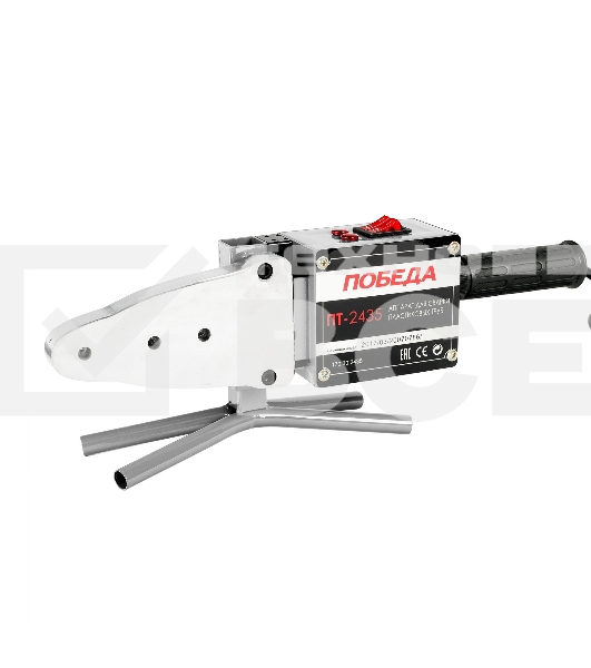 Аппарат для сварки пластиковых труб ПОБЕДА, ПТ-2435, 2 мощных нагревательных элемента, 2435 Вт., 6 насадок, металлический кейс