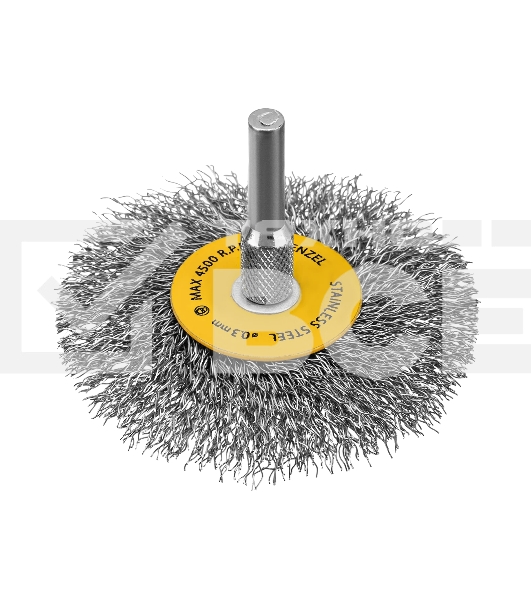 Набор щеток для дрели Denzel 5 Плоских 25-38-50-63-75 мм, шпилька, нерж. вит. проволока