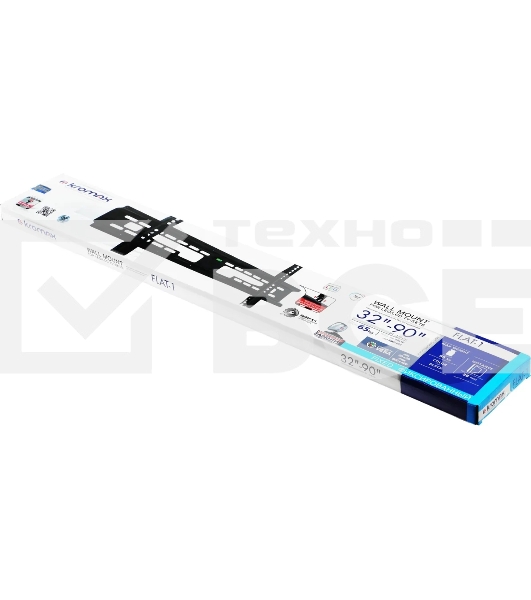 Кронштейн для телевизора Kromax FLAT-1 черный, 32'-90' макс. 65 кг, настенный, фиксированный