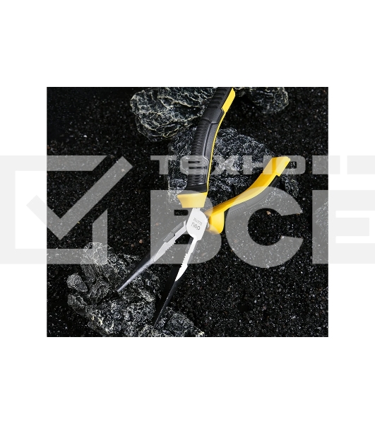 Удлиненные плоскогубцы Deli DL0102 200 мм, двухкомпонентная прорезиненная рукоять