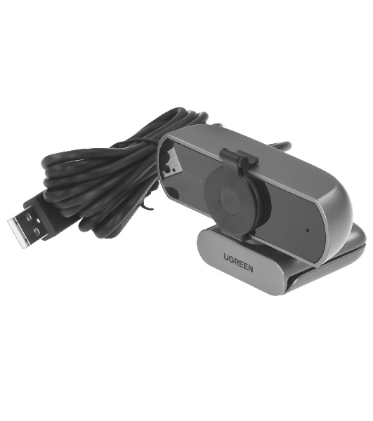 Веб-камера UGREEN CM717 2560x1440, 30 кадр/с, USB, микрофон (2 шт, шумоподавление), автофокус, универсальное крепление, серый