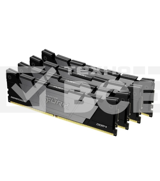 Оперативная память Kingston Fury Renegade, DDR4, 32GB (4x8GB), 3200MHz, CL16, с радиатором, черный