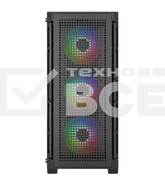 Компьютерный корпус Powercase Ultimate Black, Tempered Glass, 4x 120mm ARGB fans, ARGB HUB, чёрный, ATX  (CUB-A4)