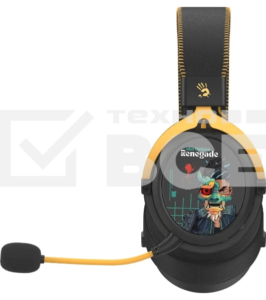 Гарнитура беспроводная/проводная с микрофоном A4Tech Bloody MR595 Renegade черный/рисунок мониторные BT/Radio оголовье (MR595)