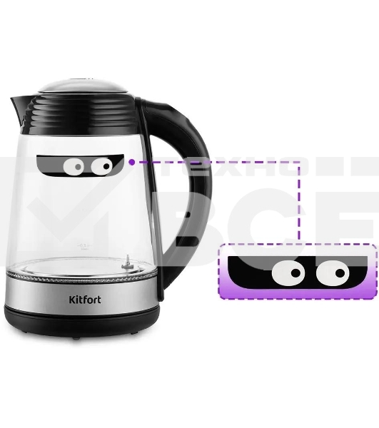 Чайник электрический Kitfort КТ-6126 1.7л. 2200Вт черный (корпус: стекло)