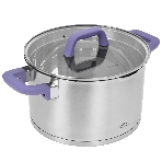 Кастрюля LARA LR02-255 Лаванда 6,4 л, 24 см, нержавеющая сталь, с крышкой, фото 1