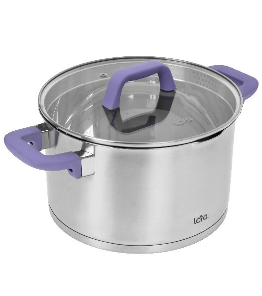 Кастрюля LARA LR02-255 Лаванда 6,4 л, 24 см, нержавеющая сталь, с крышкой