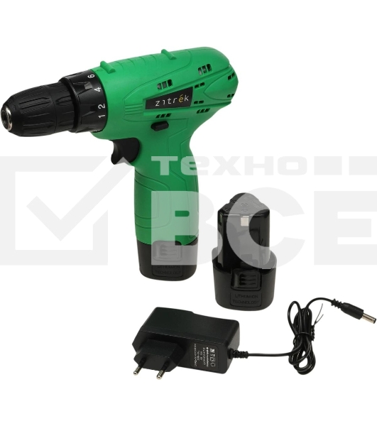 Дрель-шуруповерт аккумуляторная Zitrek Green 12-Li 063-4072, Аккумуляторная, 12В, 2 АКБ, Кейс