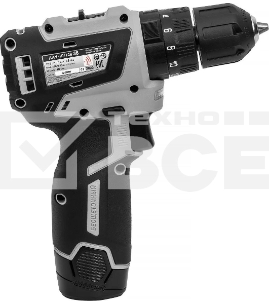 Дрель-шуруповерт аккумуляторная бесщеточная ИНТЕРСКОЛ ДАУ-10/12В 38 МиниМАКС 767.2.2.45 Li-ion, кейс, 2 аккум., 2,5 А·ч, ЗУ