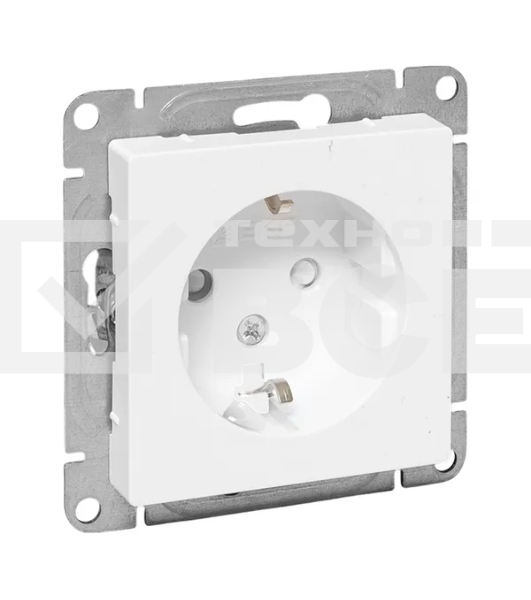 Механизм розетки EKF UP1-SOW-111 16А, с заземлением, со шторками, белый Эпика