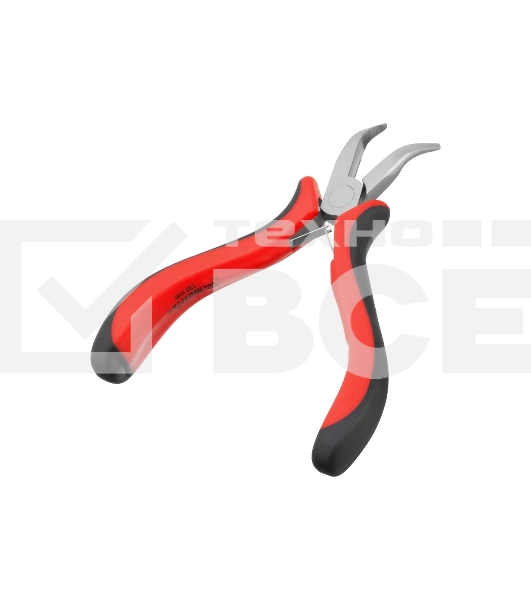 Длинногубцы Matrix Mini, 130 мм, никелированные, изогнутые, авторазжим, двухкомпонентные рукоятки