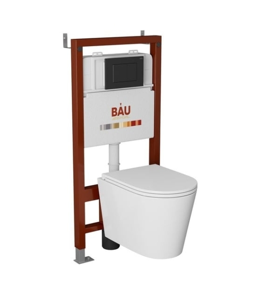 Комплект BAU 6 в 1: инсталляция BAU PRO, унитаз подвесной торнадо Bau Nimb Hurricane-2, сиденье дюропласт микролифт, клавиша BAU Stil, черный матовый
