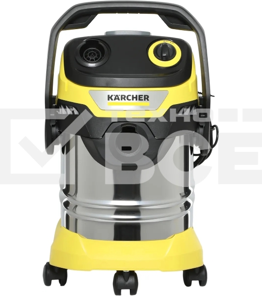 Строительный пылесос Karcher WD 5 S V-25/5/22 желтый, 1100 Вт, уборка сухая/сбор воды, пылесборник мешок/контейнер, 25 л