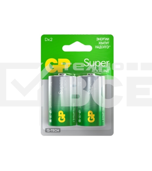 Алкалиновые батарейки GP Super Alkaline G-Tech 13А типоразмера D - 2 шт. на блистере (2 шт.)