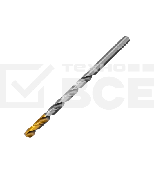Сверло спиральное по металлу Denzel 8,5 х 165 мм, Р6М5, Golden Tip, удлиненное