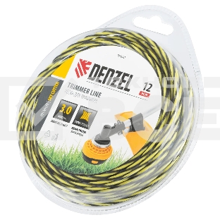 Леска для триммера Denzel двухкомпонентная витая квадратная, 3,0мм х 12м, блистер SkyCutter
