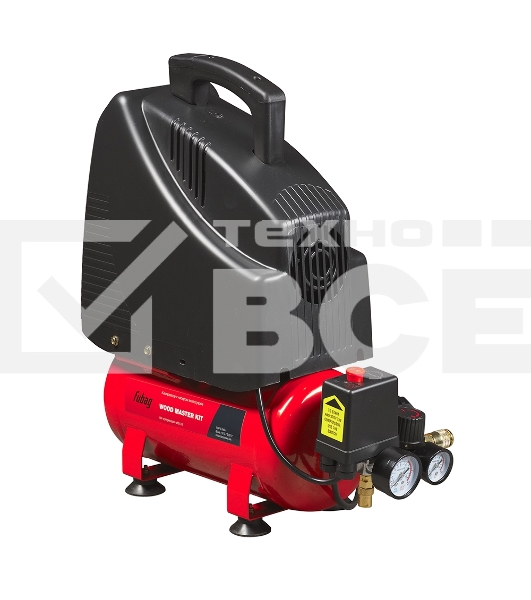 Компрессор поршневой Fubag Wood Master Kit безмасляный 180 л/мин, 6 л, 1100 Вт, красный/черный