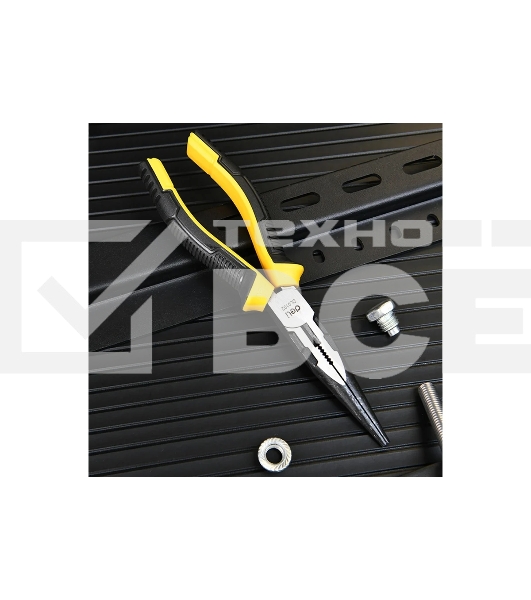 Удлиненные плоскогубцы Deli DL0102 200 мм, двухкомпонентная прорезиненная рукоять