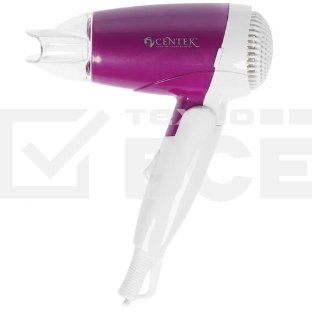 Фен Centek CT-2230 фиолетовый/белый, 1200 Вт, компактный