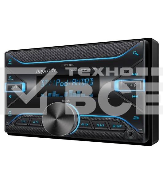 Автомагнитола Prology MPR-100, 2 DIN, Bluetooth, USB Type-A, AUX, пульт ДУ