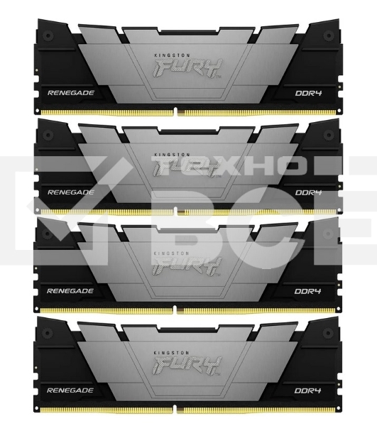 Оперативная память Kingston Fury Renegade, DDR4, 32GB (4x8GB), 3200MHz, CL16, с радиатором, черный