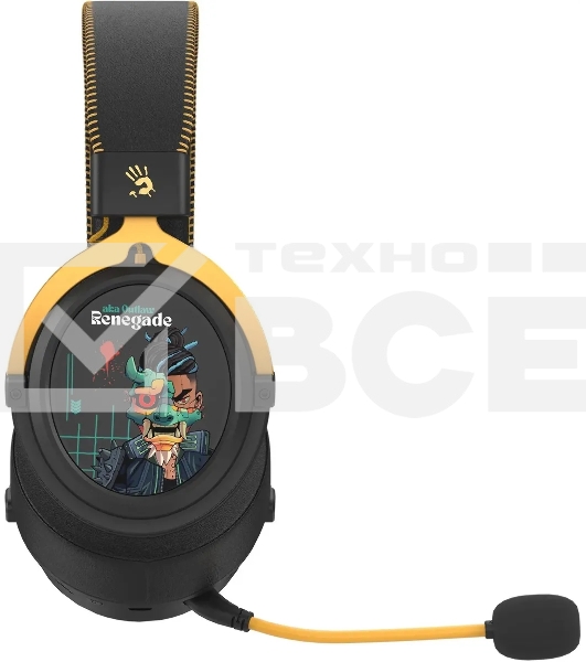 Гарнитура беспроводная/проводная с микрофоном A4Tech Bloody MR595 Renegade черный/рисунок мониторные BT/Radio оголовье (MR595)