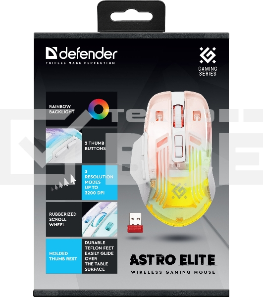 Мышь беспроводная Defender Astro Elite GM-056 белый, 3200 dpi, радиоканал, USB, кнопки - 7
