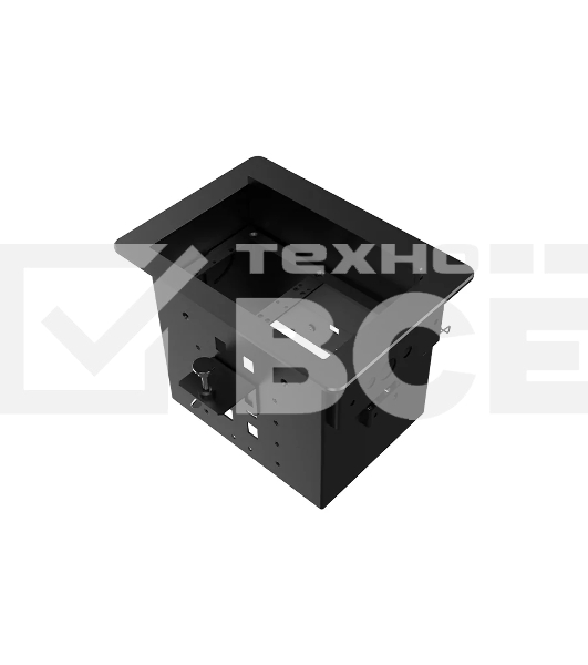 Прямоугольный металлический корпус Wize Pro [WRTS-06BOX-B] для модульной системы врезного лючка в стол с убирающейся крышкой для установки до 6 модулей-вставок, преустановленная рамка, черный