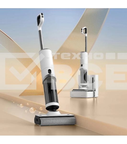 Пылесос моющий Deerma DEM-VX910W белый/черный, питание от аккумулятора, 230 Вт, уборка влажная/сухая, пылесборник 0.7 л, работа от АКБ max - 45 мин