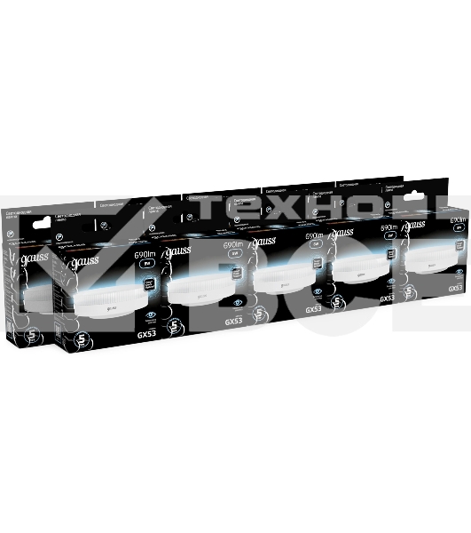 Лампа светодиодная Gauss 8Вт цок.:GX53 таблетка 220B св.свеч.бел.нейт. Tablet (упак.:10шт) (108008208)